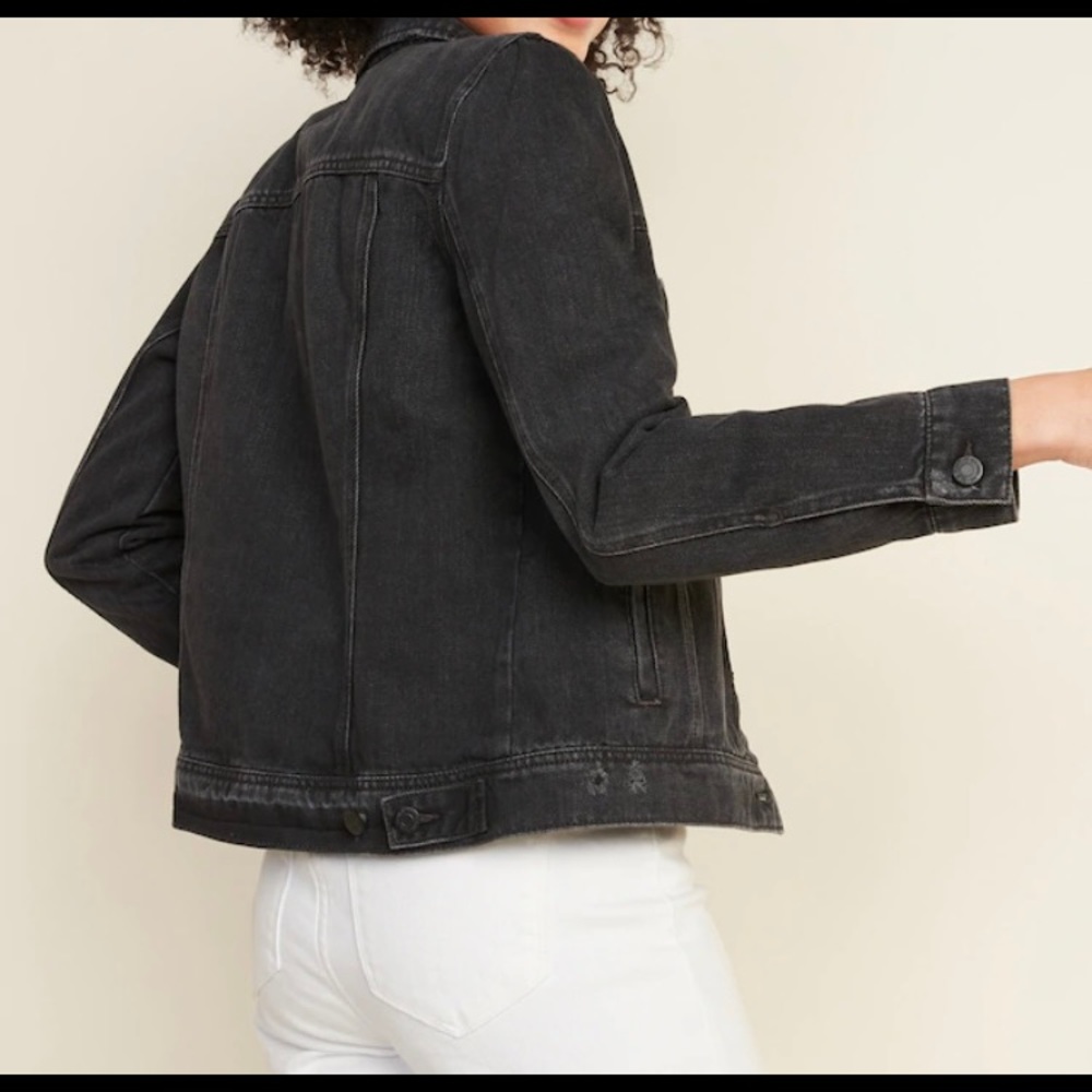 Distressed Black Jean Jacket for Women - Picture 5 of 13